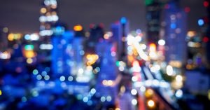 blurred city skyline