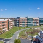 Waters Edge exterior view with landscaping