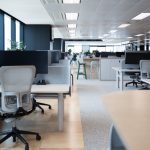 Spacious Class A office space featuring sleek desks, collaborative workspace design, and premium office interiors